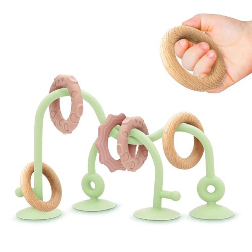 Suction Cup Sensory Bath Toys - 24hr Strong Hold Play Activity for Babies, Silicone Sensory Bath Time, Montessori Teething Toy for Infants and Toddlers, Baby Highchair Toy for 0-12 Months
