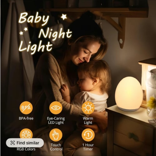 Night Light for Kids, Egg Light for Nursery with 7 RGB Colors Changeable & Stepless Dimming, Rechargeable Tap Light & Touch Control - Baby items, Interior decoration |Mother’s Day Special - TikTok Shop