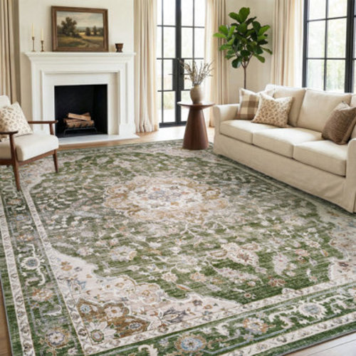 Red Barrel Studio® Soft Vintage Floral Washable Area Rug With Non-Slip Backing For Living Rooms And Bedrooms & Reviews | Wayfair