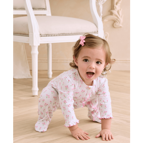 Timeless Tulips White Zip Footie