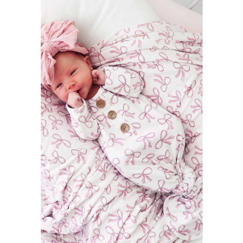 Blushing Bows Newborn Baby Knot Gown & Hat Set