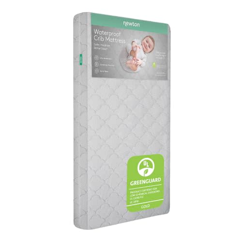 Newton Baby Waterproof Crib Mattress, Breathable & Washable - Grey | Baby Crib Mattress, Breathable, Washable Core & Cover, All-Stages, 5.5" Thick, Reduces Suffocation Risk, GREENGUARD Gold
