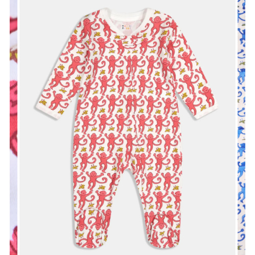 Infant Monkey Zipper Footie