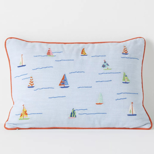 Alma Cotton Embroidered Beach Pillow | Anthropologie