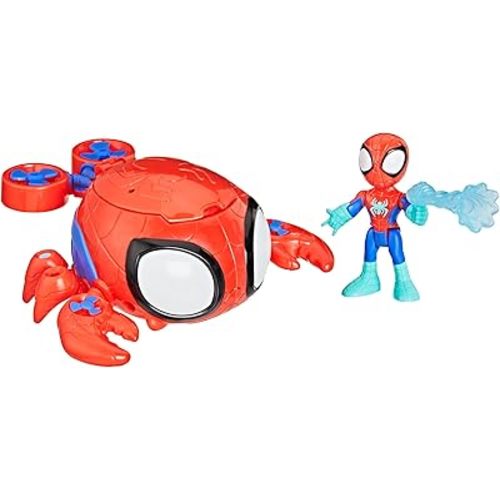 SPIDEY AND HIS AMAZING FRIENDS Marvel Water-Webs Spider Crab, 3-Inch (7.6 CM) Toy Submarine & Action Figure, Super Hero Water Toys, Kids Ages 3+