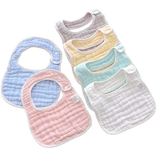 6 Pack Baby Drooling Bibs 8-Layer Baby Food Bibs Adjustable Baby Bibs Soft & Absorbent Bibs for Drooling & Teething for Baby Boys & Girls