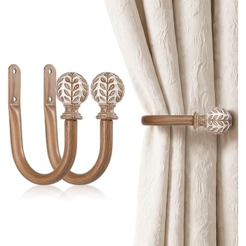 Curtain Holdbacks, Decorative Drapery Holders for Wall, 2 Pack