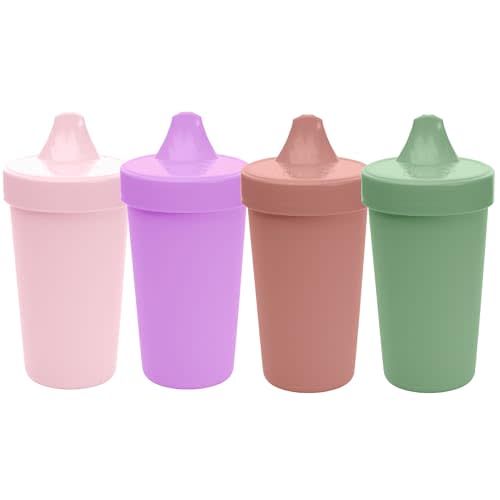 Re-Play Spill-Proof Sippy Cups for Toddlers - Kids Reusable 10 Oz Set of 4, Dishwasher & Microwave Safe, Made in USA, Blossom