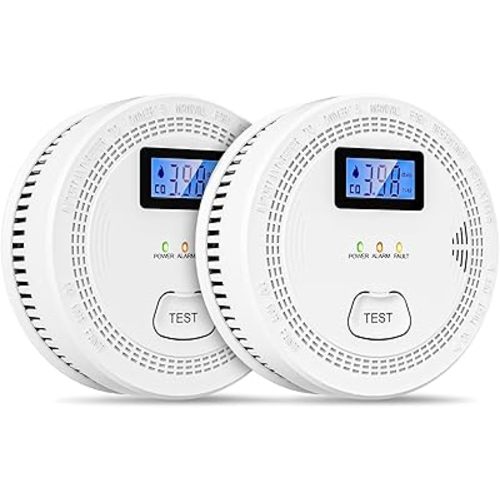 2 Packs, 2 in 1 CO & Smoke Detectors,Carbon Monoxide Detectors,Smoke Detector Battery Powered,（Include 3 * 1.5V AA Battery）,85 db Smoke Alarm,Fire Alarm,Easy Install,Portable