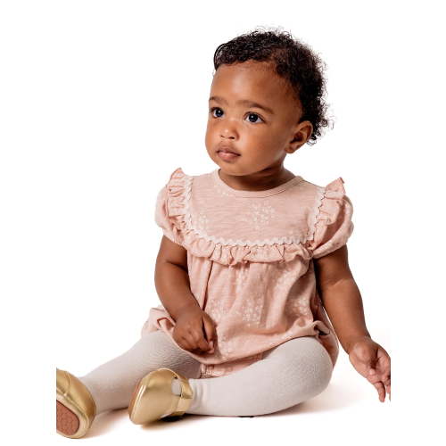 Modern Moments by Gerber Baby Girl Bubble Romper with Ric-Rac and Tights Outfit Set, 2-Piece, 0/3 Months - 24 Months