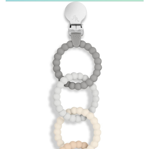 Ryan & Rose Cutie Clinks Attachable Teether Chew Toy for Babies (Neutral)