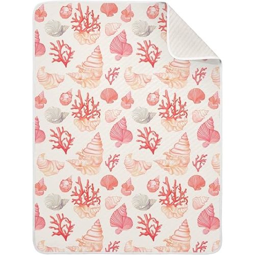 Coral Seashell Light Pink Baby Swaddle Blanket for Boys and Girls, Muslin Baby Receiving Swaddle Blanket, Soft Cotton Nursery Swaddling Blankets for Newborn Toddler Infant