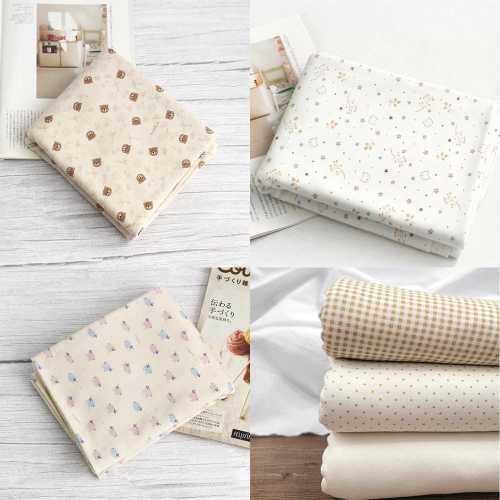 Organic Cotton Knit Double Fabric for Baby by the Yard Soft Double Knit Jersey 59" Wide MR Coco, Dot Check, Sheep, Teddy Bear made in Korea
