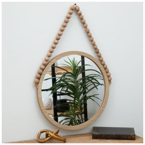 Beaded Wood Wall Mirror