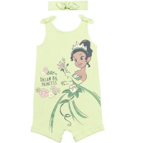 Disney Princess Tiana Newborn Baby Girls Romper and Headband Bow Set Tiana 6-9 Months
