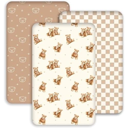 3 Pack Bedside Bassinet Sheets Girl & Boy 33" x 20" Rectangle