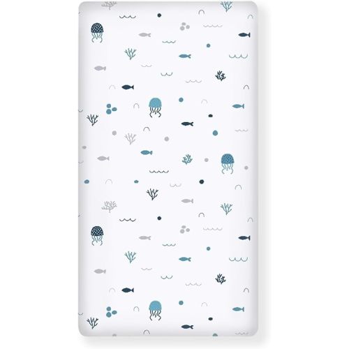 Ocean Baby Crib Sheets for Boys Girls Sea Animals Fitted Crib Sheet for Standard Crib and Toddler Mattress Nautical Baby Mattress Sheets Toddler Bed Sheet 52x28x8 in