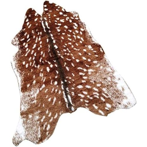 Huichenxing2021FURSTORE Faux Fur Deer Hide Rug, Animal Deer Skin Cowhide Area Rug Animals Mat Non-Slip Rug for Home Living Room Bedroom 35.4x41.3inch