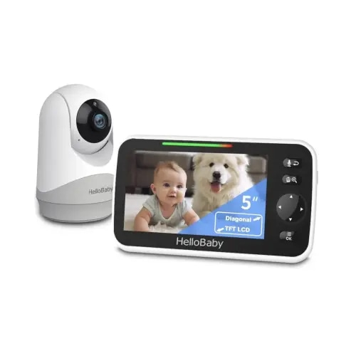 HelloBaby 5'' Baby Monitor with Camera & Audio, 16-Hr Video, Remote Pan-Tilt-Zoom, Two-Way Talk, VOX Mode, Night Vision, 960ft Range, No WiFi Needed - TikTok Shop