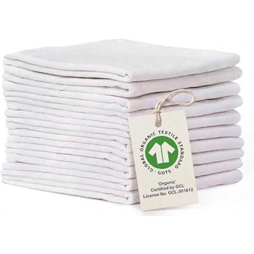 Flour Sack Kitchen Towels |Organic Cotton Blank Towel| Tea Towel Crafting Embroidery|Flat Thick Absorbent Quick Dry | Baking Bread Proofing Breathable Linen Cloth Cover Set of 10, 28 x 28 Inch, White