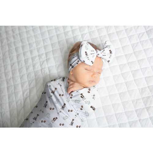 GSP Baby Bow German Shorthaired Pointer Swaddle and Hat Custom Dog Baby Blanket Boy, New Baby Receiving Blanket Newborn GSP