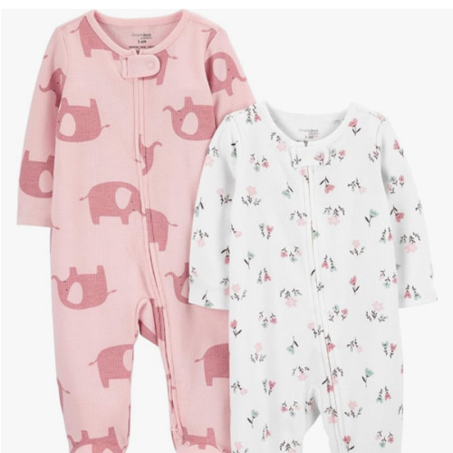 Simple Joys by Carter's baby-girls 2-way Zip Thermal Footed Sleep and Play, Pack of 2
