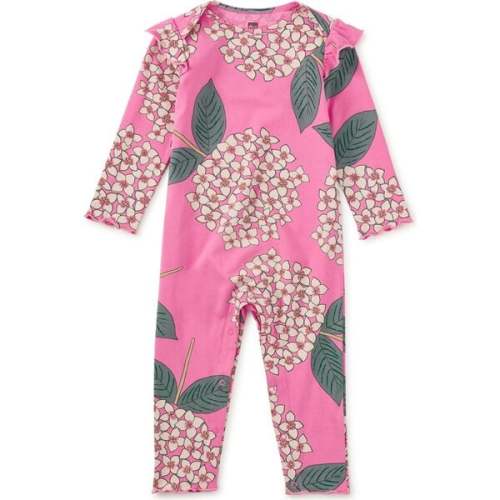Ruffle Shoulder Baby Romper, Hydrangea Burst - Tea Collection | Maisonette