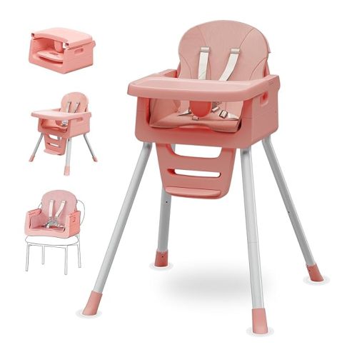 Portable 3 in 1 High Chairs for Babies and Toddlers, Convertible Baby Feeding Chair with Tray, Easy Clean Baby High Chair for Toddler with Foot Rest, Infant Highchairs & Booster Seats with Cush Grey