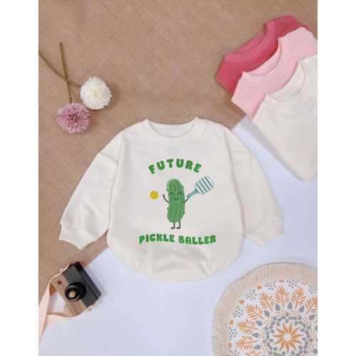 Future Pickleballer Baby Romper, Pickles Playing Pickleball Baby Bodysuit, Cute Pickleball Baby Boy Clothes, Funny Pickleball Baby Outfits