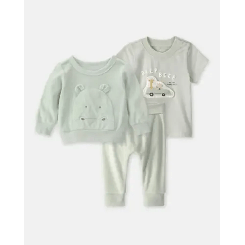 Baby 3-Piece Hippo Terry Layering Set - Green | Carter's