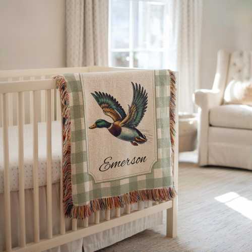 Personalized Mallard Duck Baby Blanket Mallard Duck Nursery Decor Baby Shower Gift Mallard Duck Baby Name Blanket Mallard Duck Nursery Gift