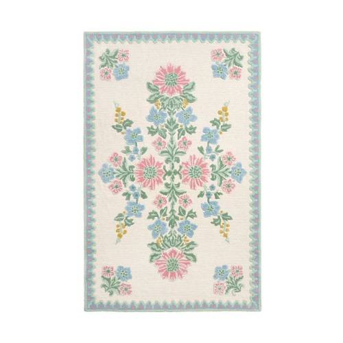 Hill House Home Wool Viscose Blue Floral Medallion Rug