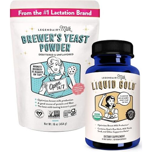 Legendairy Milk Liquid Gold + Brewer's Yeast, Breastfeeding Supplements for Milk Supply Increase - Lactation Support for Breast Milk Production - Fenugreek-Free, Non-GMO,