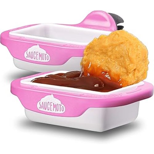 Saucemoto Dip Clip | Car sauce holder for ketchup and dipping sauces. No more dry fries or sauceless nuggets. As seen on Shark Tank (2 count pack, Pink)