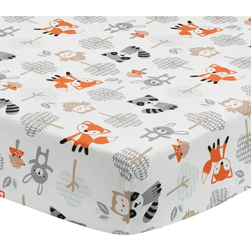 Bedtime Originals Woodland Friends Fitted Crib Sheet, Multicolor , 52x28x8 Inch (Pack of 1)