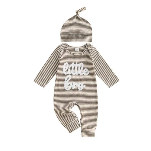 Newborn Baby Boy Clothes Little Brother Romper Jumpsuits One Piece Infant Coming Home Outfit 2Pcs Clothing Set