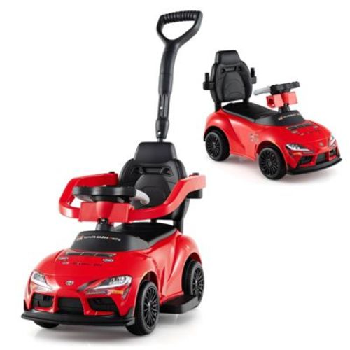 Costway Toyota Licensed Ride on Push Car with Parent-Control Handle Music Safety Guardrail Red