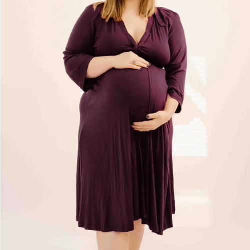 Lila Labor & Postpartum Gown in Plum