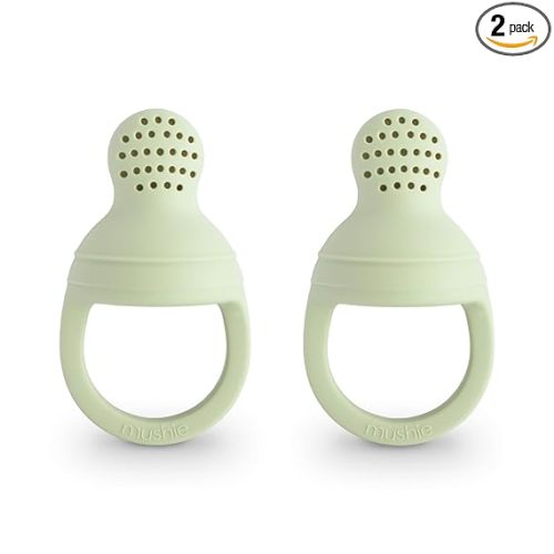 mushie Silicone Baby Fresh Fruit & Food Feeder Pacifier | 6 Months+ (Sage)