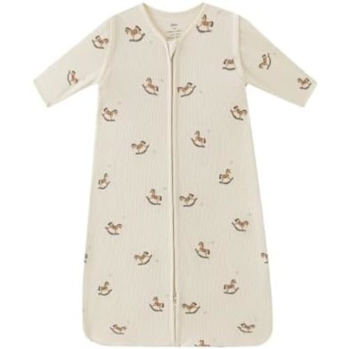 AnZai 1.0 TOG Baby Sleep Sack with Removable Sleeves, 100% Cotton Wearable Blanket, Premium 2-Way Zipper