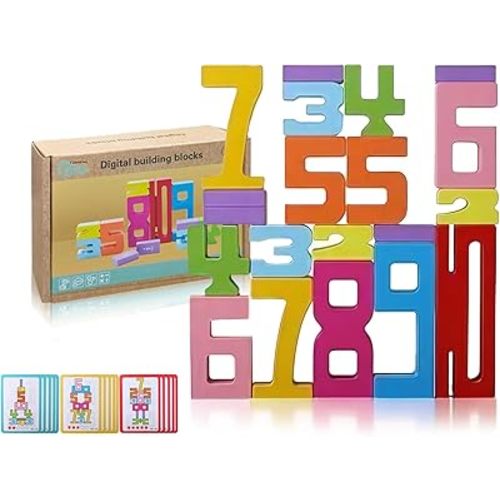 Montessori-Inspired Wooden Number Building Blocks-Wooden Number Blocks,1-10 Number Game Balance Competition Toys, Educational Gift for 3-8 Year OldBoys and Girls