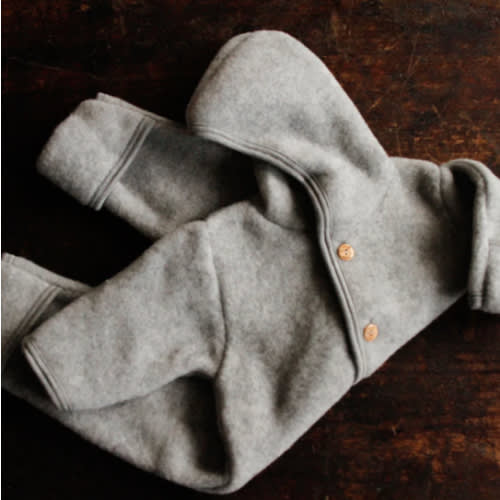 Baby Merino Wool Fleece Suit - Light Grey