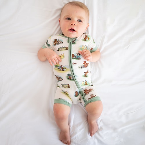 Little Cute Bear Baby Bamboo Short Zipper Romper Pajamas – FancyPrince