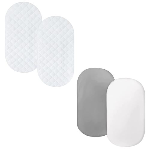 Bassinet Sheet and Bassinet Mattress Pad Cover for Oval Rectangle and Hourglass Bassinet Mattress