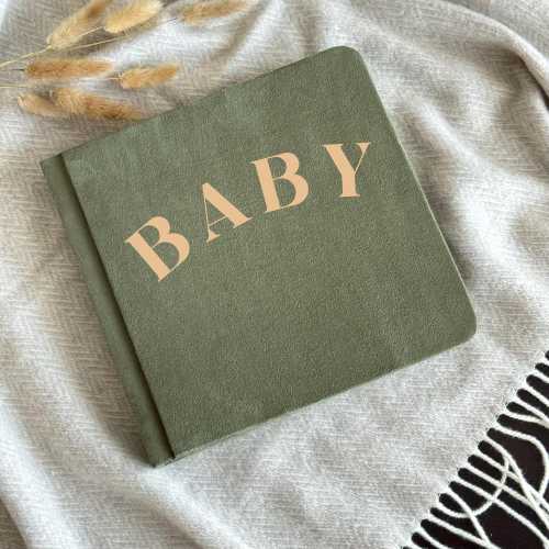Personalized Suede Baby Memory Book, Custom Unisex First Year Album, Gift For Parents,Journal For Newborn,Baby Shower Gift,Milestone Journal