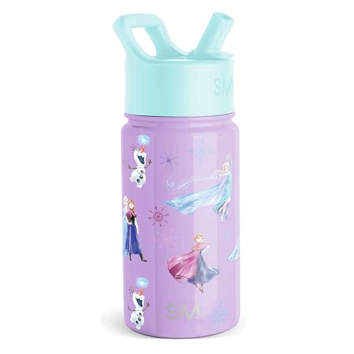 Simple Modern Kids Summit Water Bottle with Straw Lid | Disney Frozen 14oz Stainless Steel Cup Insulated Tumbler for Girls, School | Frozen Sisters