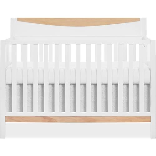 Dream On me Emerson 5-in-1 Convertible Full-Size Baby Crib in White & Vintage Oak, GreenGuard Gold & JPMA, Converts to Toddler, Day, & Full-Size Bed, Non-Toxic Paint, Safe Sleep Environment