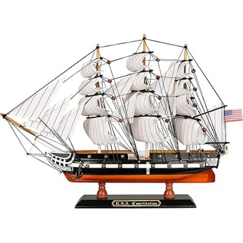 SAILINGSTORY Wooden Model Ship USS Constitution 1/225 Scale Replica Ship Model Sailboat Decor