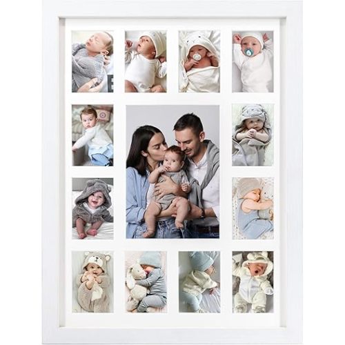 12 month photo frame,my first year photo board,K-12 Collage Photo Frame for Baby First Year Keepsake, 12x16 Multi Picture Frame-13 Opening,Great for Children's Photos, Portrait