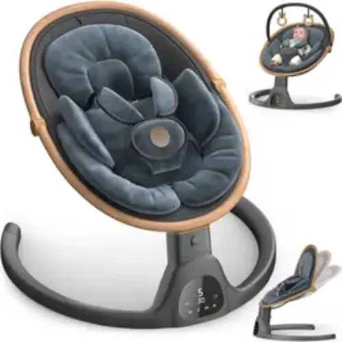BabyBond Bluetooth Electric Baby Swing for Infants & Newborns, 3Gear & 5-Speed Portable Baby Rocker with 12 Songs, Indoor/Outdoor Automatic Baby Swing, Ideal Baby Shower Gift for Boys & Girls (Woodgrain Design) - TikTok Shop